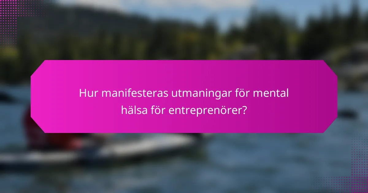 Hur manifesteras utmaningar för mental hälsa för entreprenörer?