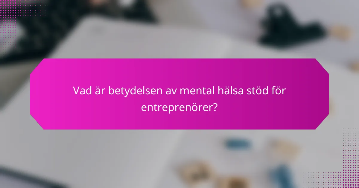 Vad är betydelsen av mental hälsa stöd för entreprenörer?
