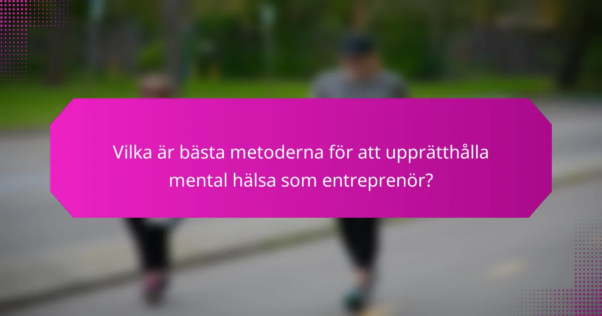 Vilka är bästa metoderna för att upprätthålla mental hälsa som entreprenör?