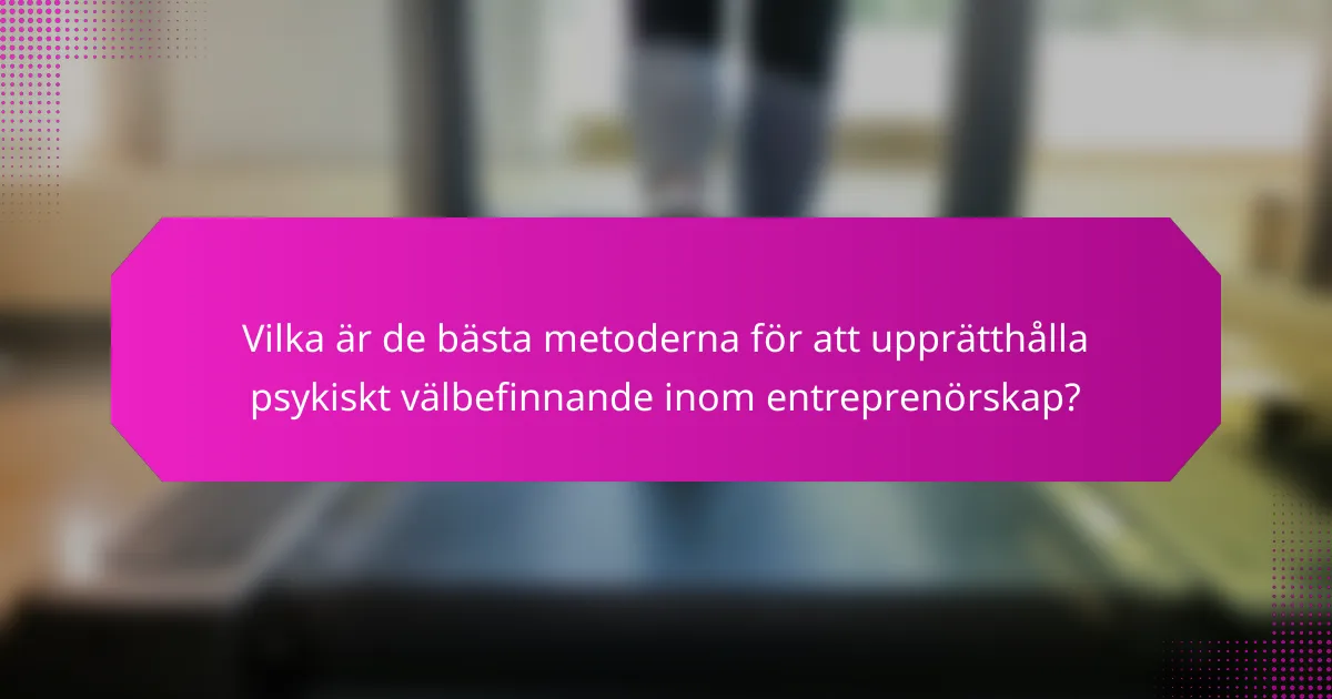 Vilka är de bästa metoderna för att upprätthålla psykiskt välbefinnande inom entreprenörskap?