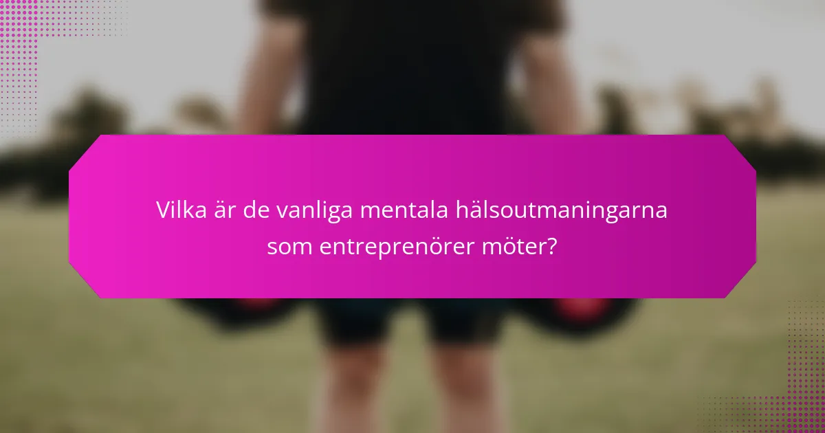 Vilka är de vanliga mentala hälsoutmaningarna som entreprenörer möter?