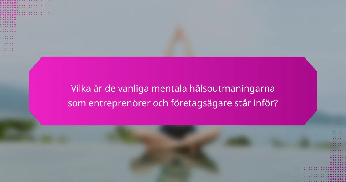 Vilka är de vanliga mentala hälsoutmaningarna som entreprenörer och företagsägare står inför?