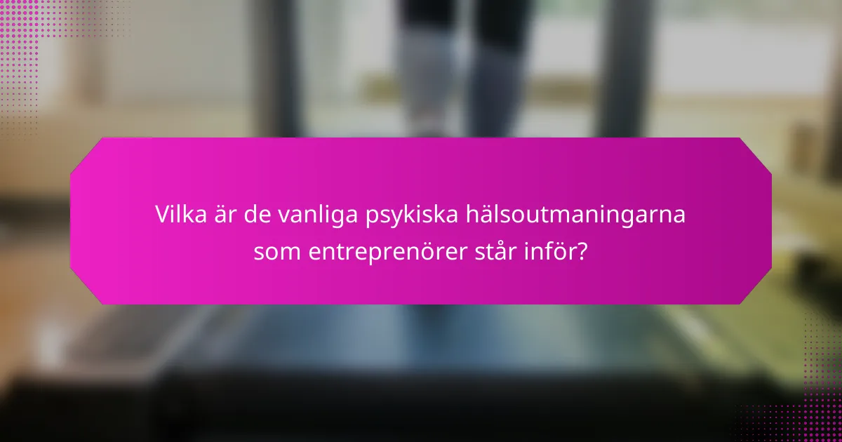 Vilka är de vanliga psykiska hälsoutmaningarna som entreprenörer står inför?