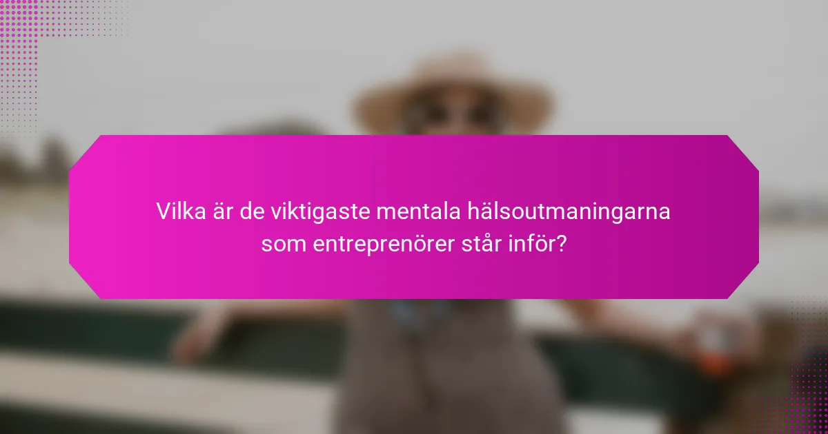 Vilka är de viktigaste mentala hälsoutmaningarna som entreprenörer står inför?