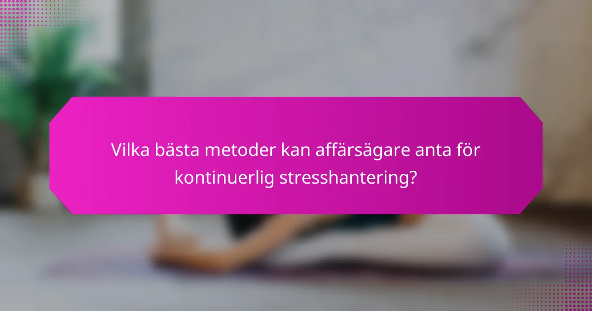Vilka bästa metoder kan affärsägare anta för kontinuerlig stresshantering?