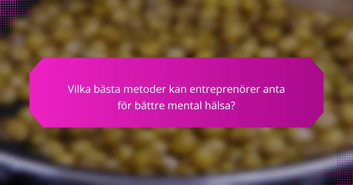 Vilka bästa metoder kan entreprenörer anta för bättre mental hälsa?
