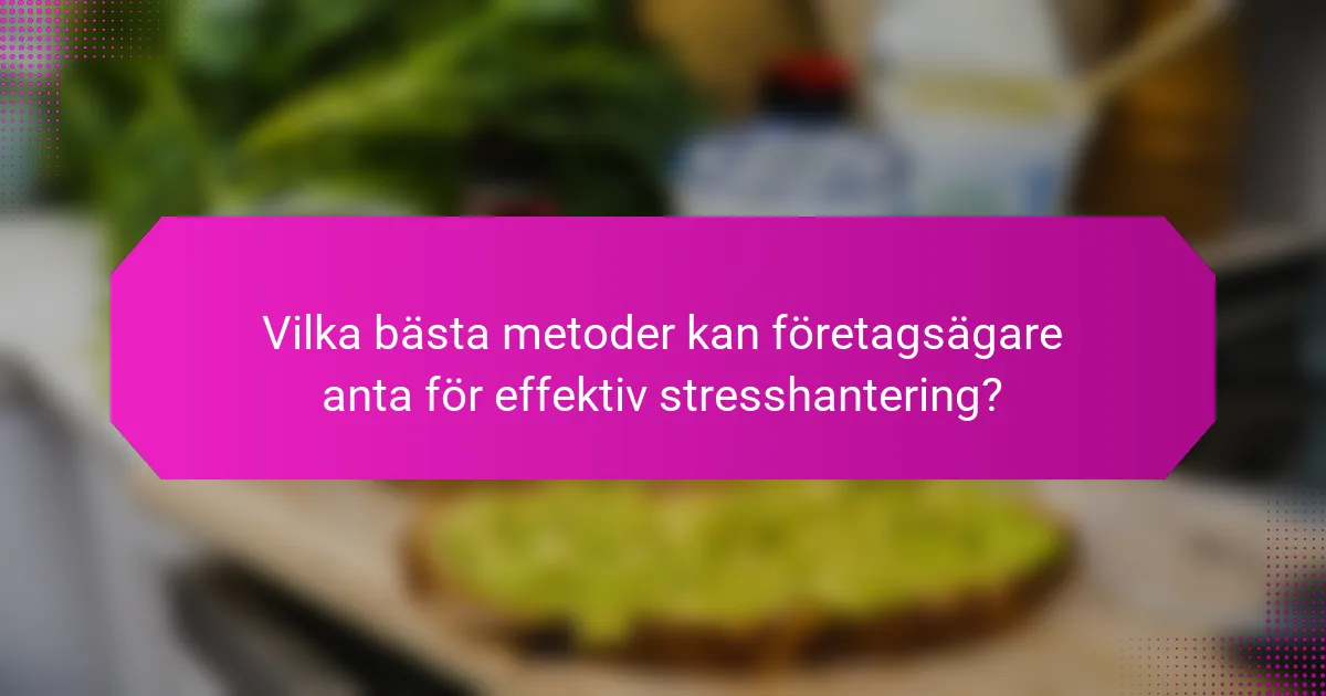 Vilka bästa metoder kan företagsägare anta för effektiv stresshantering?