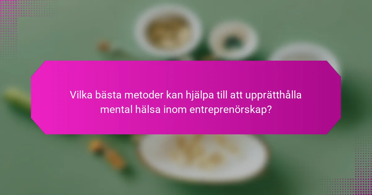 Vilka bästa metoder kan hjälpa till att upprätthålla mental hälsa inom entreprenörskap?