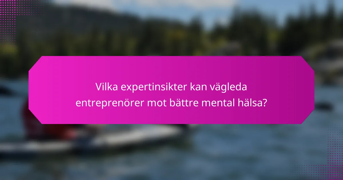 Vilka expertinsikter kan vägleda entreprenörer mot bättre mental hälsa?