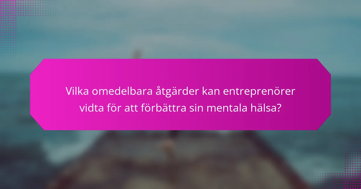 Vilka omedelbara åtgärder kan entreprenörer vidta för att förbättra sin mentala hälsa?