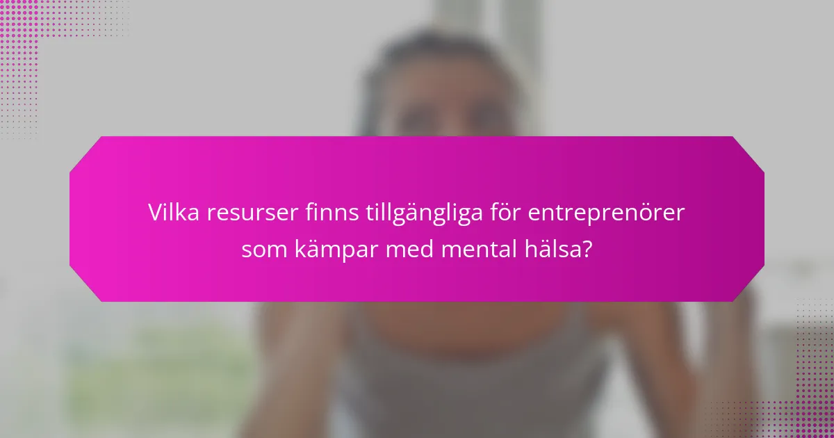 Vilka resurser finns tillgängliga för entreprenörer som kämpar med mental hälsa?
