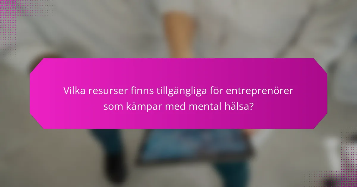 Vilka resurser finns tillgängliga för entreprenörer som kämpar med mental hälsa?