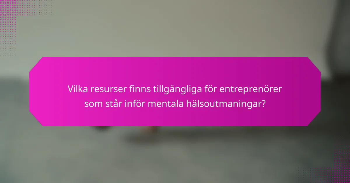 Vilka resurser finns tillgängliga för entreprenörer som står inför mentala hälsoutmaningar?
