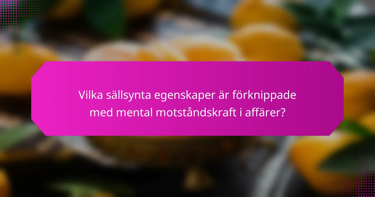 Vilka sällsynta egenskaper är förknippade med mental motståndskraft i affärer?