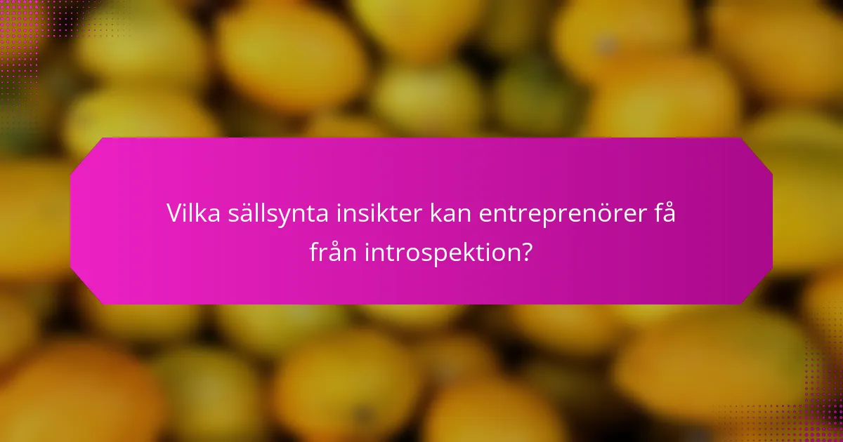 Vilka sällsynta insikter kan entreprenörer få från introspektion?