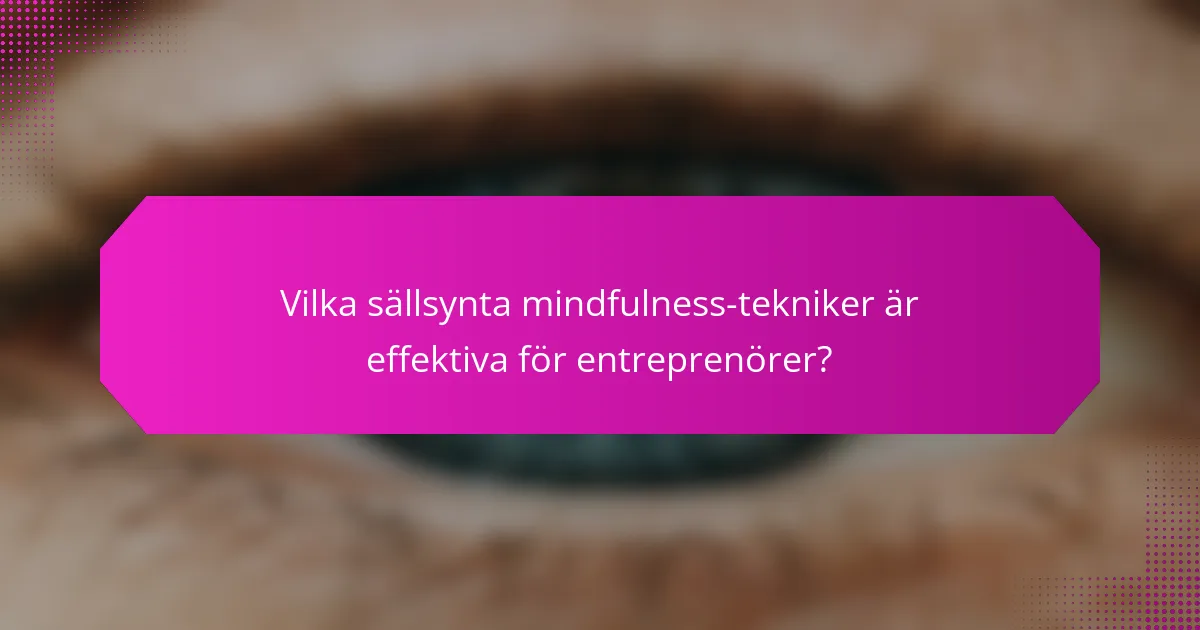 Vilka sällsynta mindfulness-tekniker är effektiva för entreprenörer?