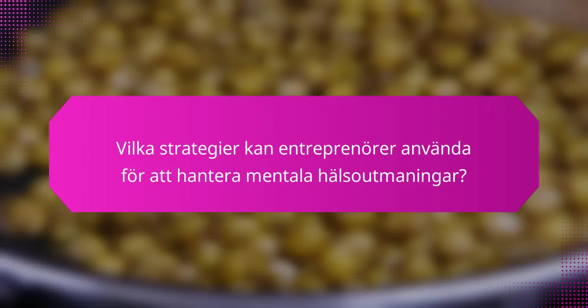 Vilka strategier kan entreprenörer använda för att hantera mentala hälsoutmaningar?