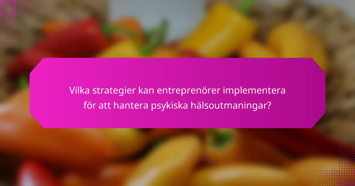 Vilka strategier kan entreprenörer implementera för att hantera psykiska hälsoutmaningar?
