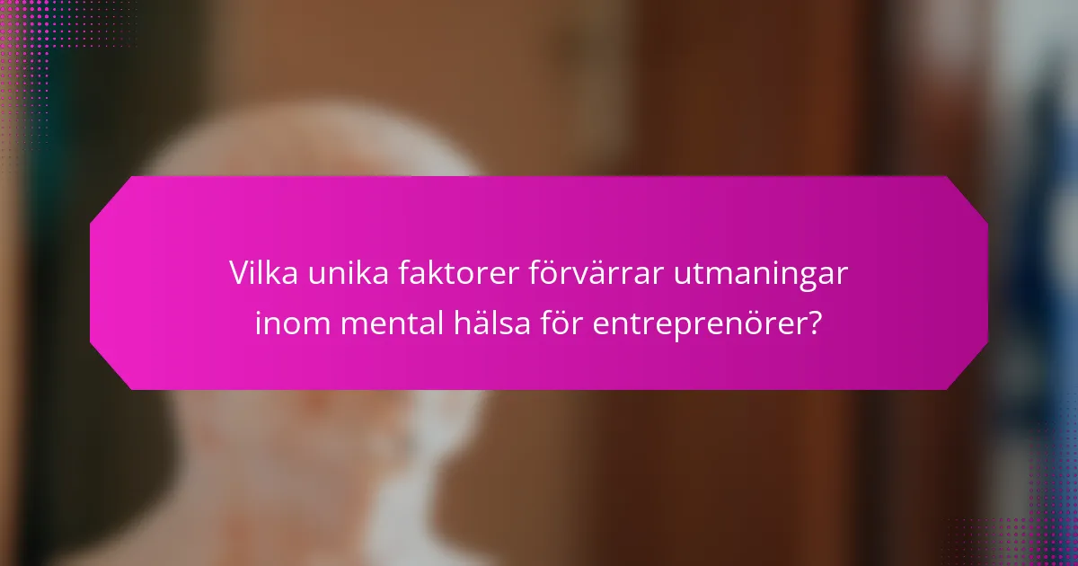 Vilka unika faktorer förvärrar utmaningar inom mental hälsa för entreprenörer?