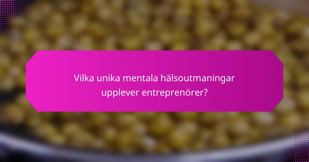 Vilka unika mentala hälsoutmaningar upplever entreprenörer?