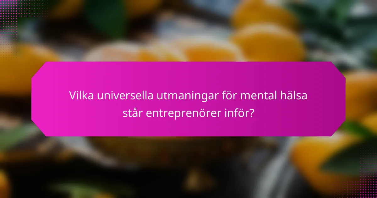 Vilka universella utmaningar för mental hälsa står entreprenörer inför?