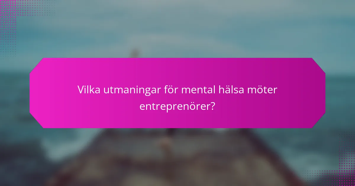 Vilka utmaningar för mental hälsa möter entreprenörer?